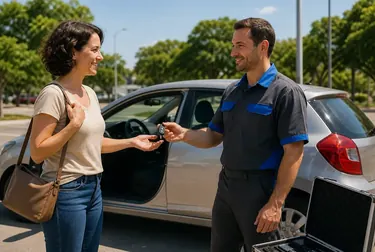 Chaveiro utilizando ferramentas específicas para abrir a porta de um carro.